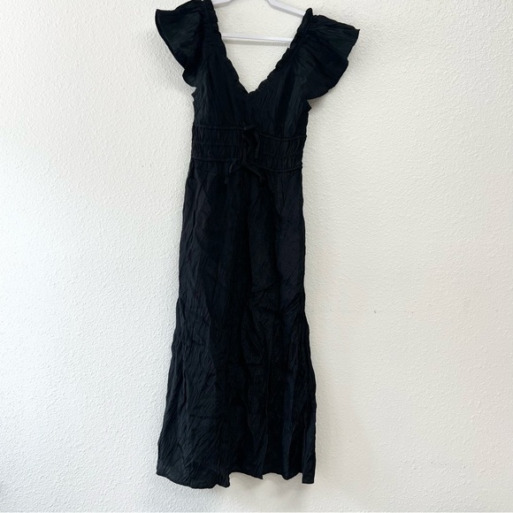 J. Crew Palermo Midi Dress in Viscose-blend Crinkle in Black Size XS NWT - Picture 5 of 13